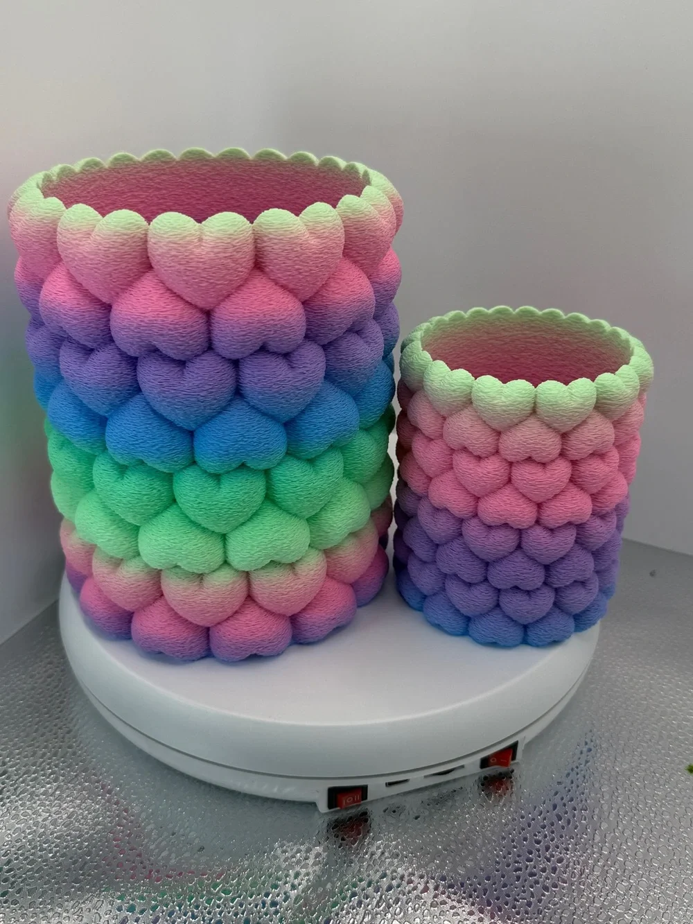 Handmade Gradient Heart Bubble Baskets - Pastel Rainbow